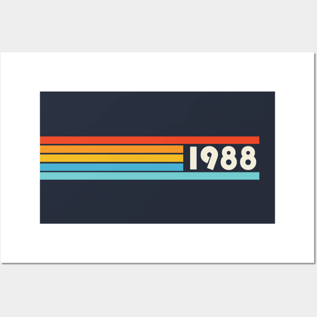 1988 Vintage Retro Stripes Birthday Gift Wall Art by PodDesignShop